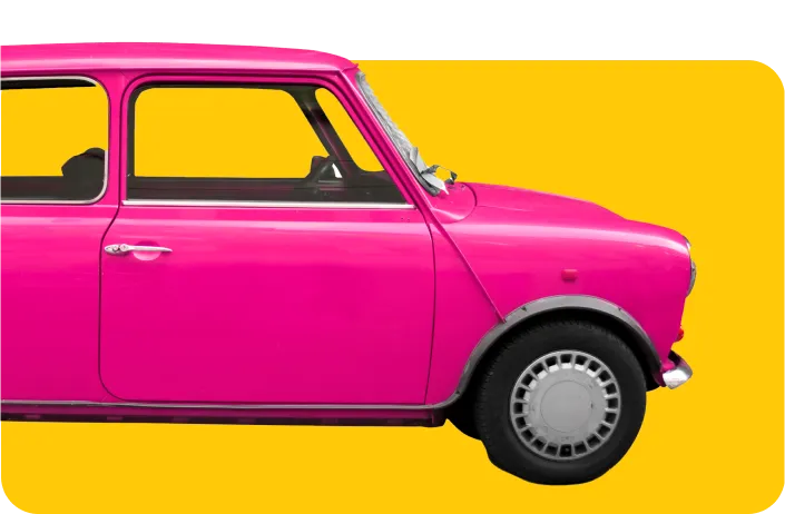 Bright pink car representation of Car transport services by AnyVan. 