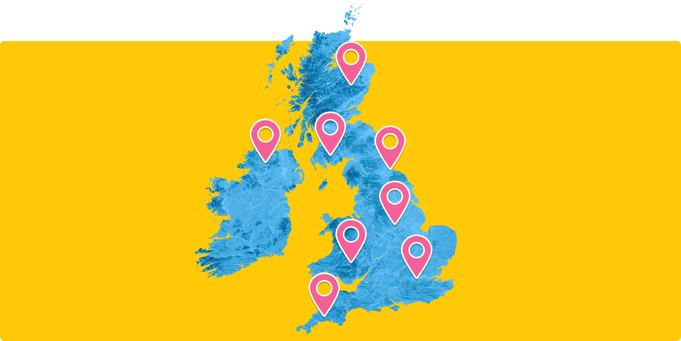 Map of the UK with many pins that show that AnyVan have storage solutions nationwide