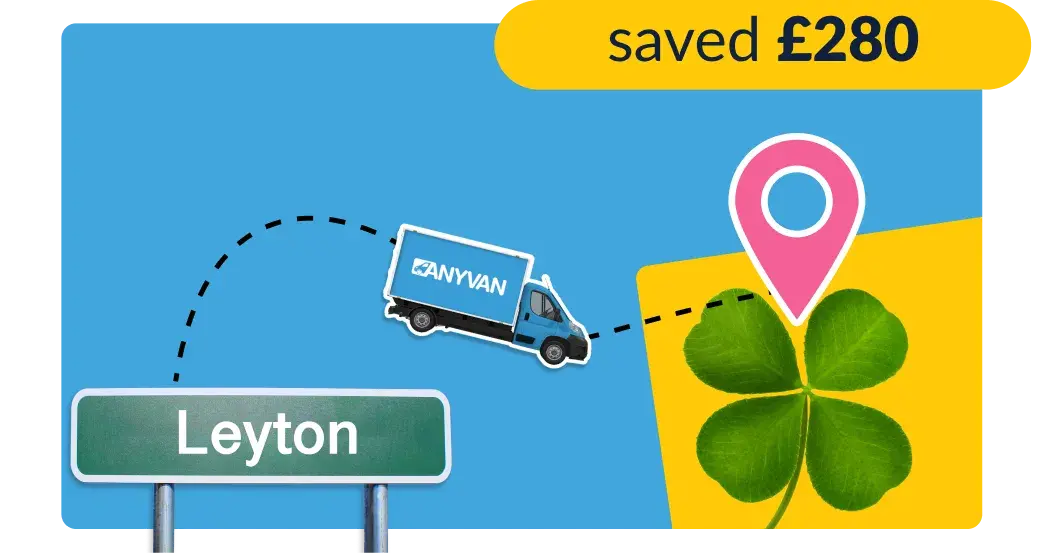 Image showing an AnyVan job from London to Ireland, with a price saving