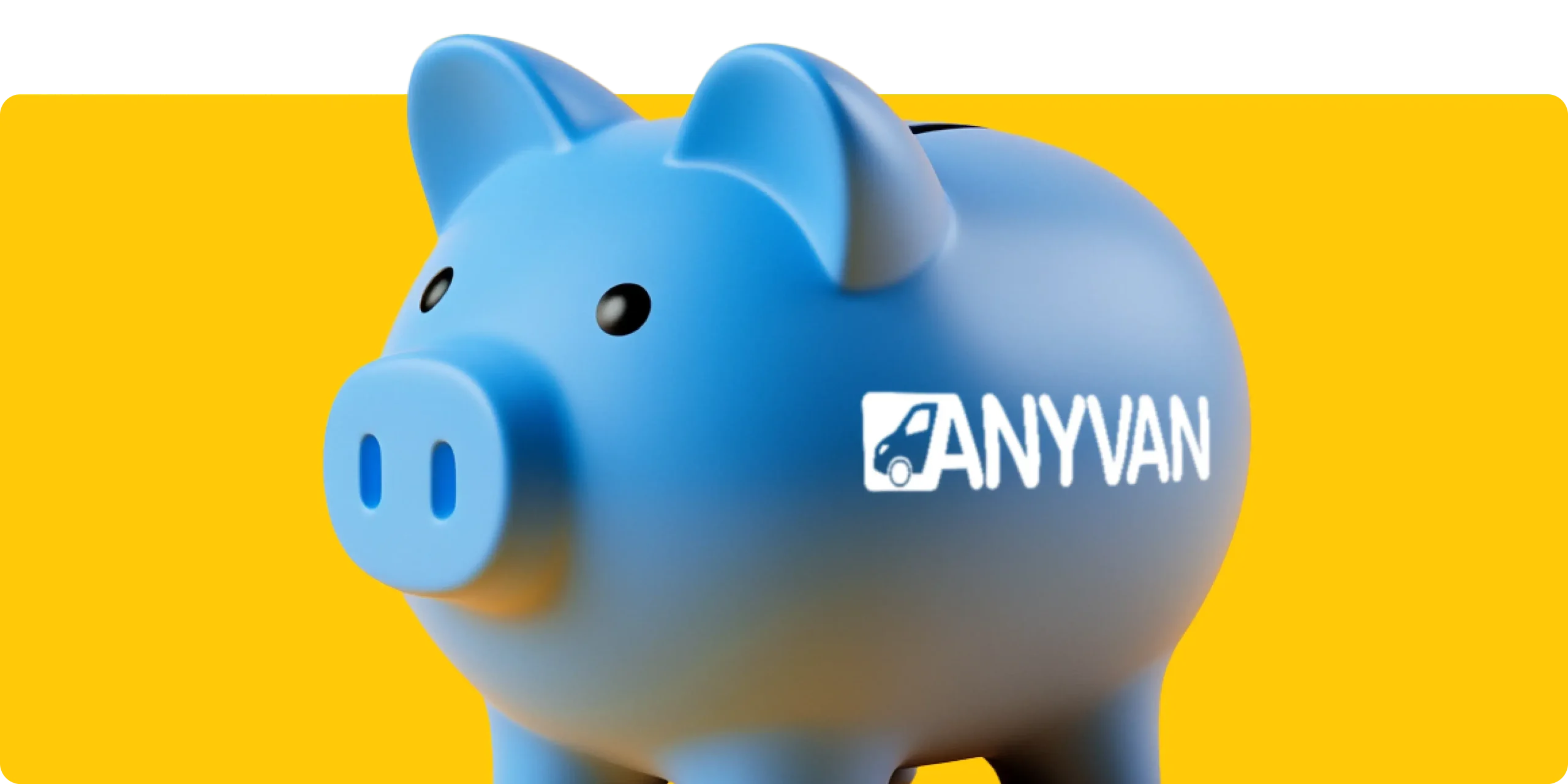 Image of a blue piggybank illustrating that customers can save up to 40% with AnyVan 